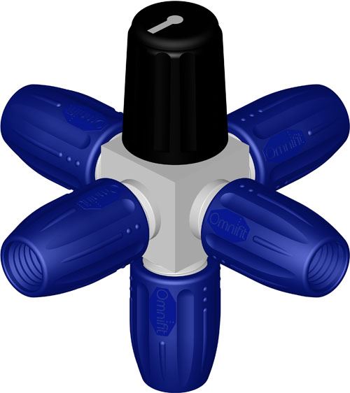 DIBA OMNIFIT VALVE, MANUAL, 5-PORT, STD