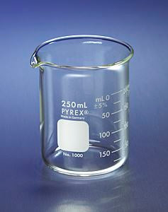 PYREX Griffin Low Form 250mL Beaker, Double Scale,