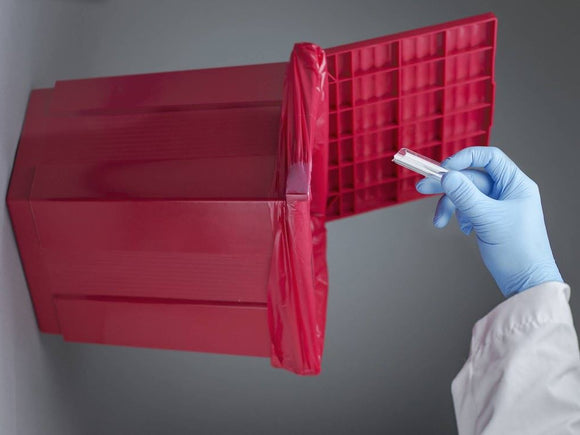 CAN W/LID,DISPOSAL,BIOHAZARD,RED