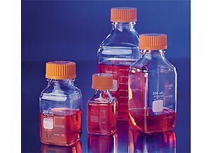 PYREX 1L Square Glass Media Storage Bottles, with