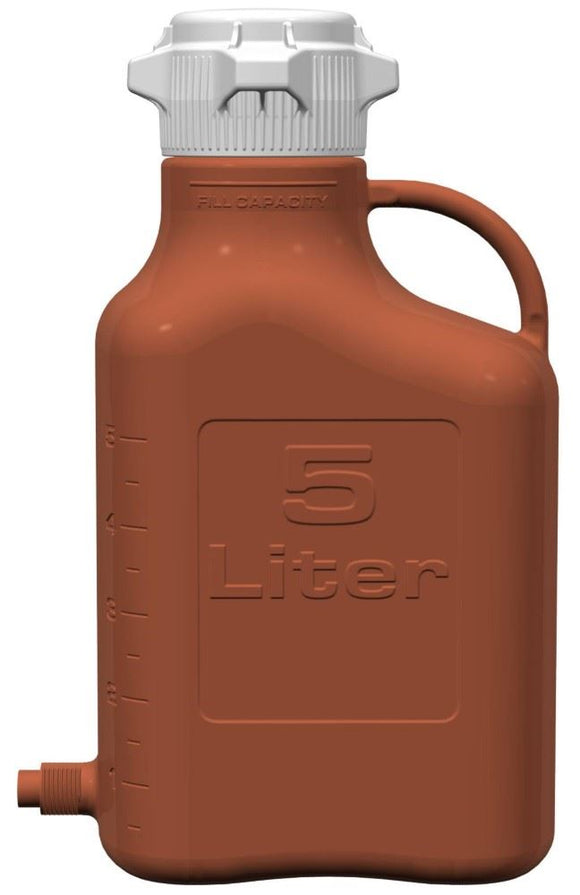 Carboy, 5L, Amber HDPE, 83B Cap, w Spigot Each
