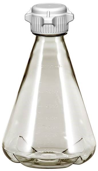 Flask, 2L, PC, 53B Cap, Baffle, Sterile 6 pack