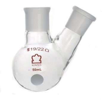 FLK RB 2N 25ML 19/22 19/22Angled Two Neck Round Bo