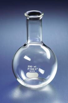 4060-1L PYREX 1L Long Neck Boiling Flask, Flat Bottom and