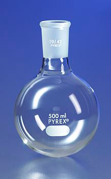4321-1L PYREX 1L Short Neck Boiling Flask, Round Bottom, 2