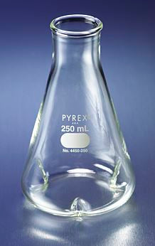 4450-125 PYREX 125mL Narrow Mouth Erlenmeyer Flask with Baf