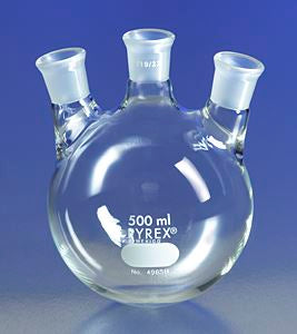 PYREX 500mL Three Neck Distilling Flask with 19/22