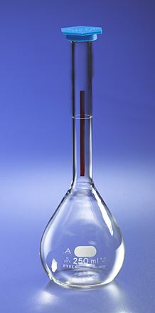 PYREX 250mL Class A Lifetime Red Volumetric Flask