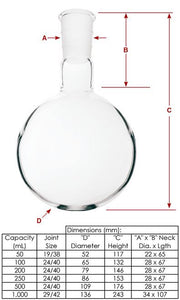 Flask, Quartz, 200mL, Round