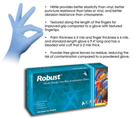 Nitrile Gloves, Blue, Small,