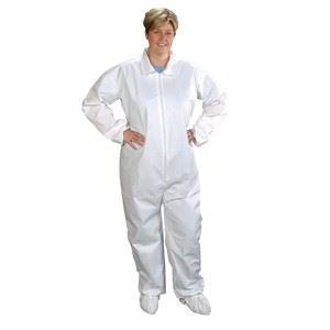 ComforTech Coverall, White, Inset Sleeve, Zip Clos