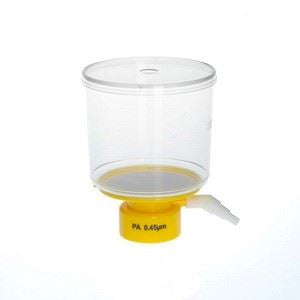 Bottle Top Filter, 500mL, 75mm dia., Yellow, Nylon